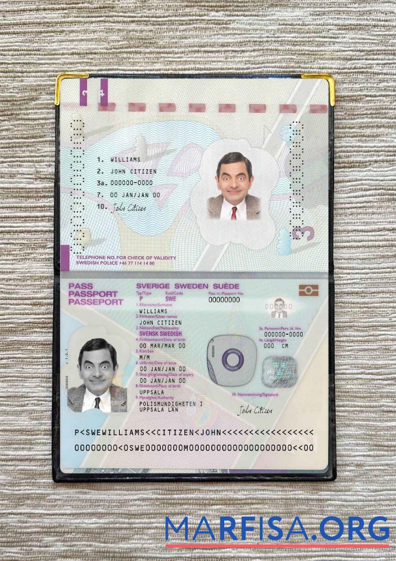Blank Sweden passport version 2 photo look template